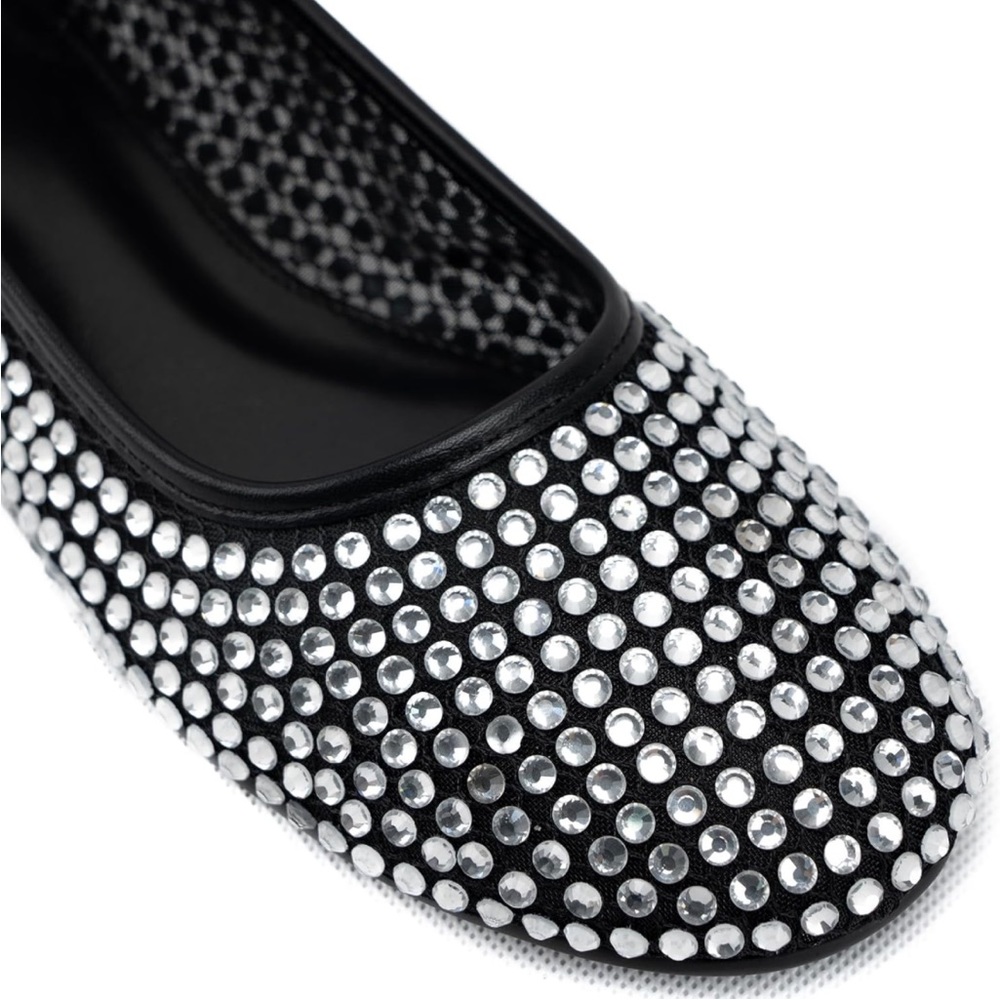 KaroNairy Rhinestone Sparkly Ballet Flats Mesh Black Shoes 9 NWT - Picture 4 of 16
